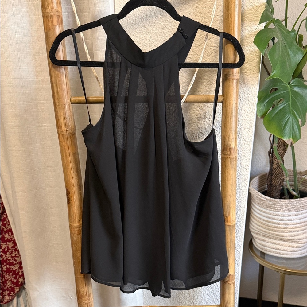She + Sky Black Sheer Sleeveless Blouse